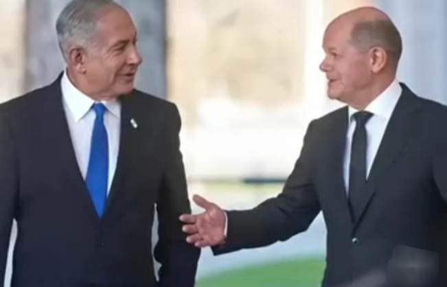 Momen kedekatan Kanselir Jerman Olaf Scholz dan PM Israel Benjamin Netanyahu.  [Instagram]